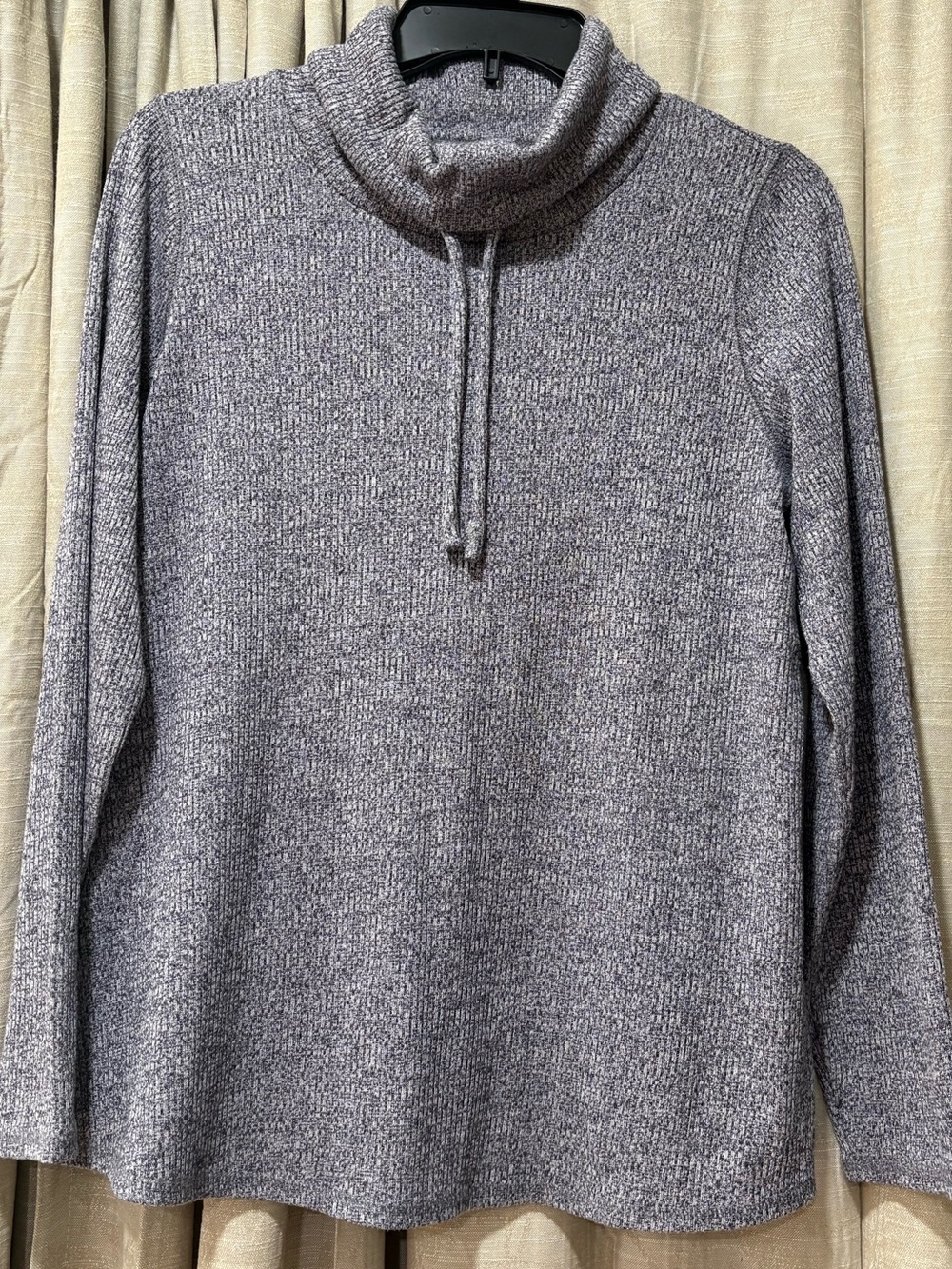 J. Jill Heathered BlueGray Knit Cowl Neck Pullover